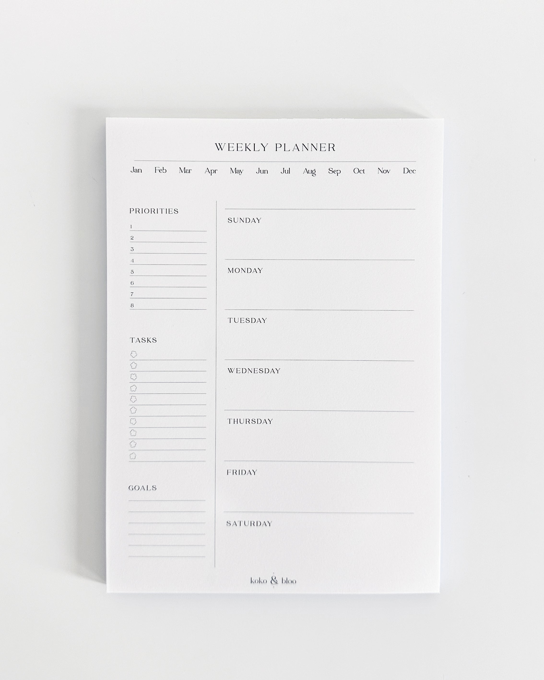 Portrait Weekly Planner Koko Amp Bloo