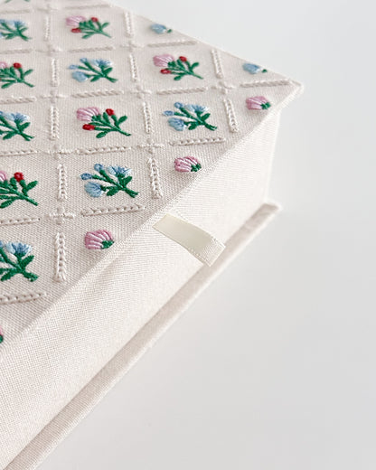 Embroidered Linen Keepsake Box