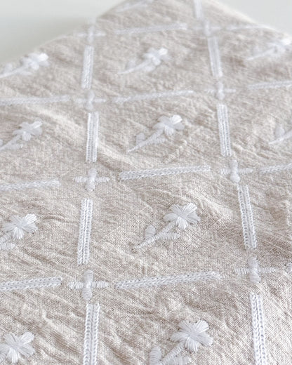 Linen Pouch - White Florals