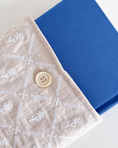 Linen Pouch - White Florals