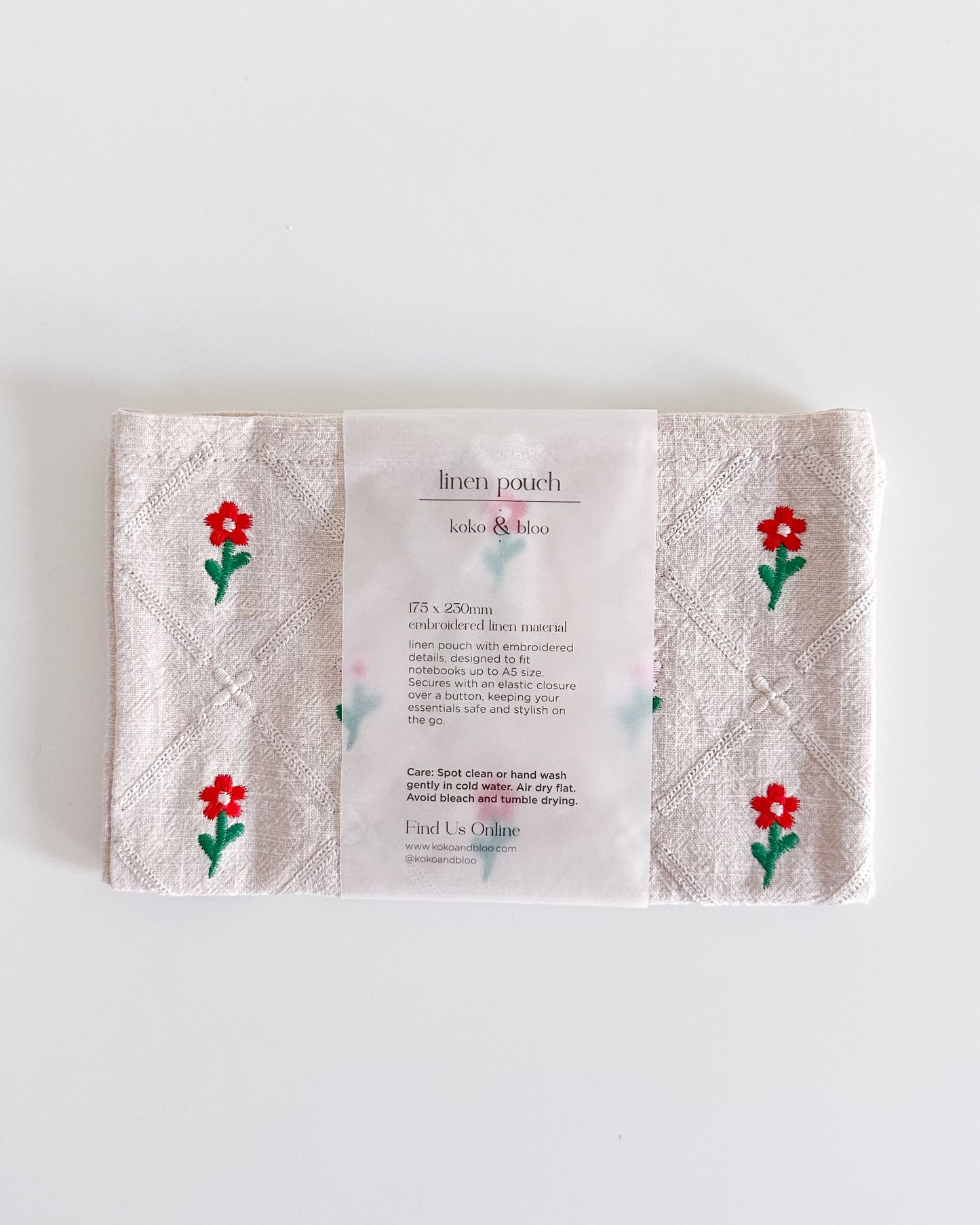 Linen Pouch - Rosy Florals