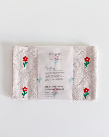 Linen Pouch - Rosy Florals