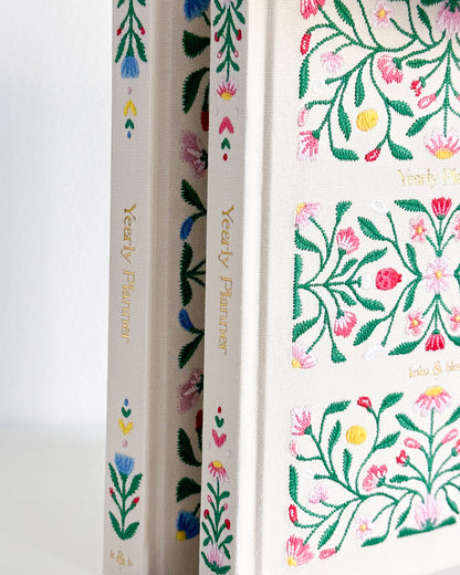 Rosy Garden Embroidered 2026 Yearly Planner - Undated