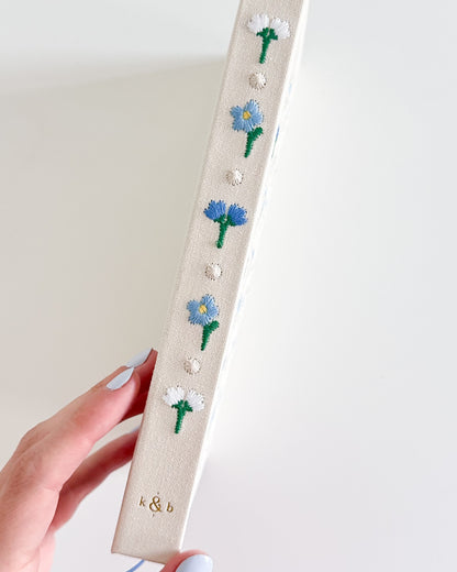 Embroidered Bullet Journal - Light Bloo