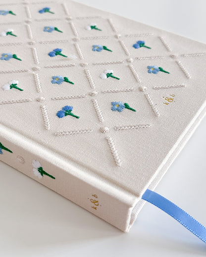 Embroidered Bullet Journal - Light Bloo
