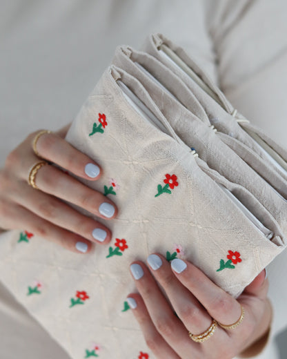 Linen Pouch - Rosy Florals