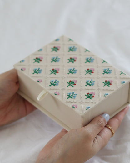 Embroidered Linen Keepsake Box