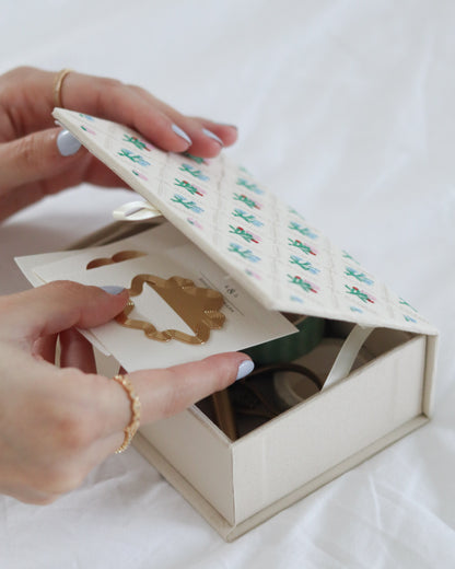 Embroidered Linen Keepsake Box