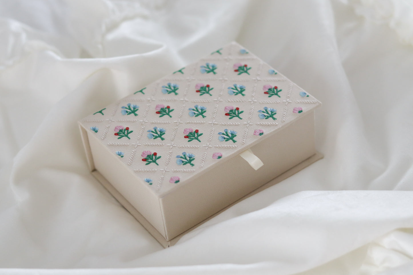 Embroidered Linen Keepsake Box