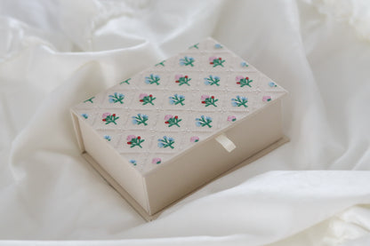Embroidered Linen Keepsake Box