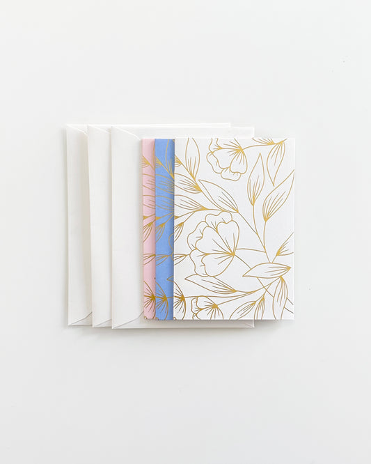 Gold Floral Cards Set