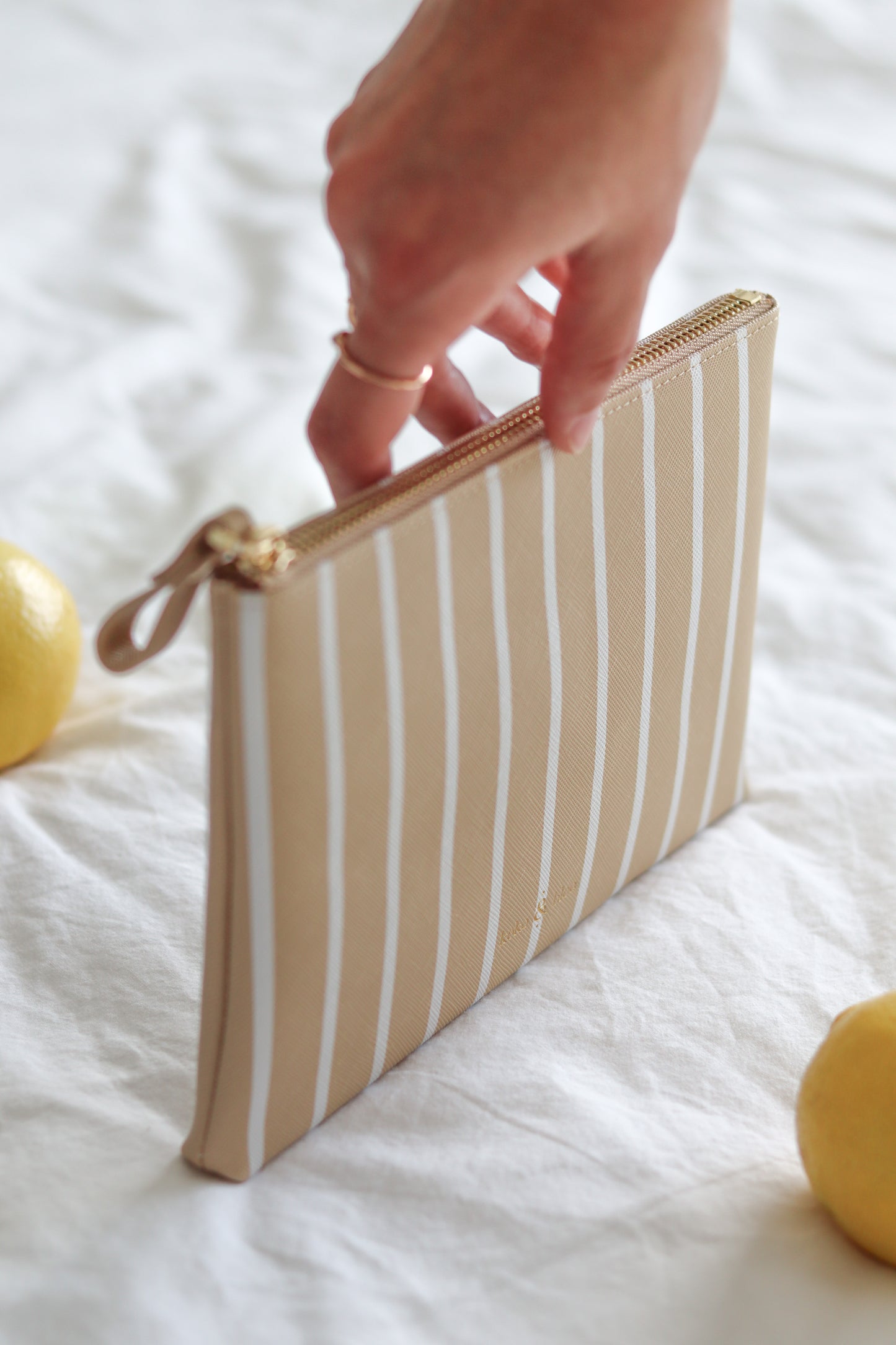 Striped Pouch - Oat Yellow