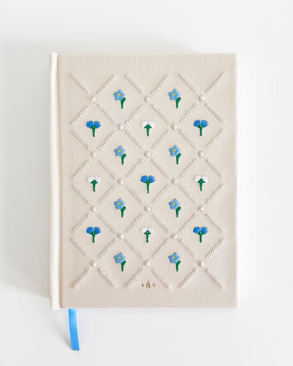 Embroidered Bullet Journal - Light Bloo