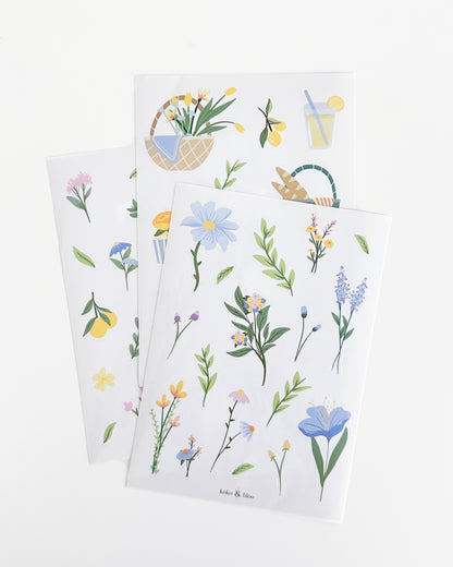 Clear Floral Sticker Sheet Set