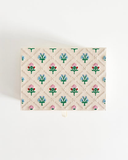 Embroidered Linen Keepsake Box