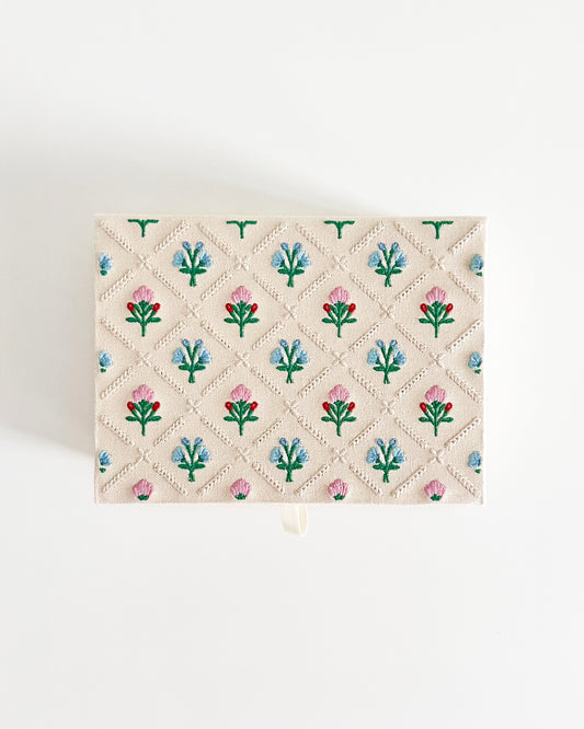 Embroidered Linen Keepsake Box