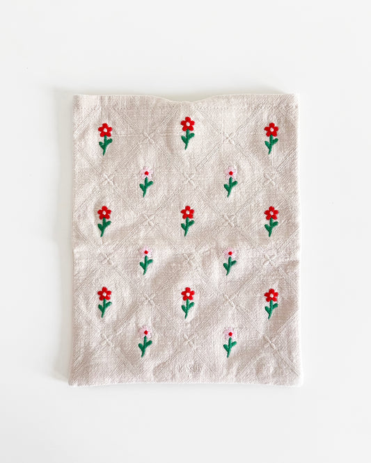 Linen Pouch - Rosy Florals